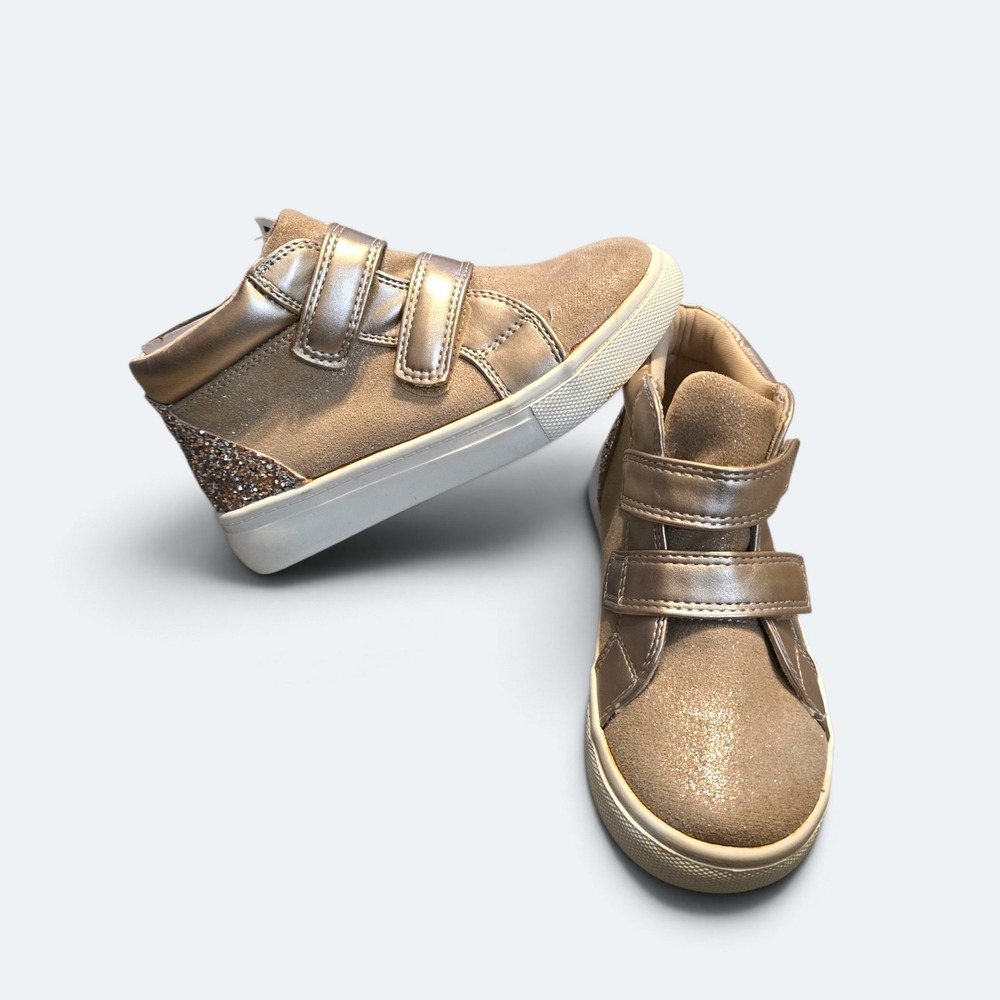 Joie Kids Girls Size 10 Rose Gold Metallic High Top Glitter Sneakers